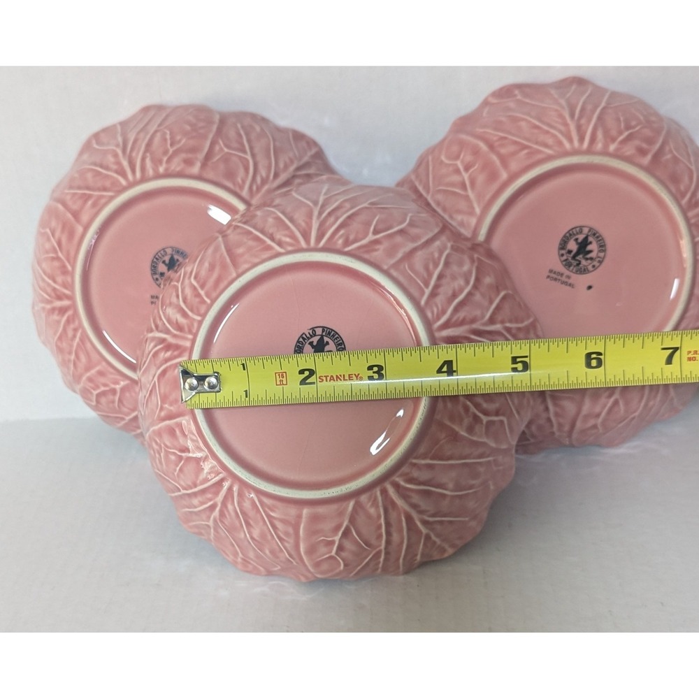 Bordallo Pinheiro of Portugal Hand-Made Earthenware Pink Cabbage Bowls 7" (3) - Picture 9 of 9